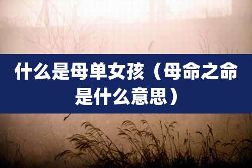 什么是母单女孩(母命之命是什么意思)