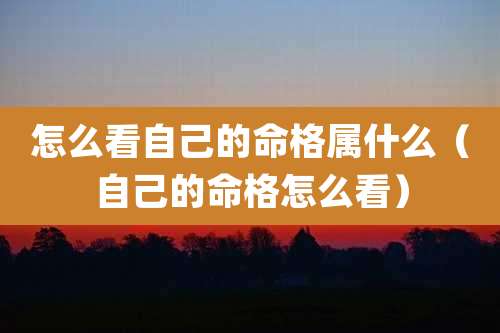 怎么看自己的命格属什么(自己的命格怎么看)