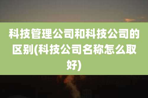 科技管理公司和科技公司的区别(科技公司名称怎么取好)