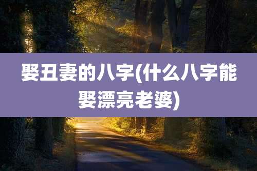 娶丑妻的八字(什么八字能娶漂亮老婆)