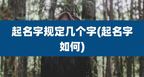 起名字规定几个字(起名字如何)
