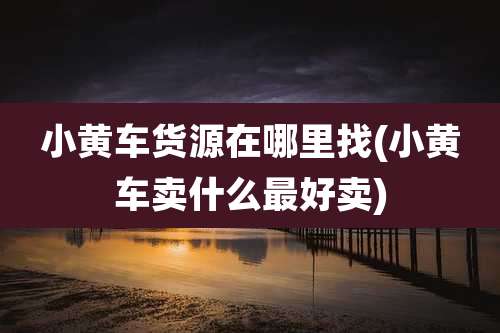 小黄车货源在哪里找(小黄车卖什么最好卖)