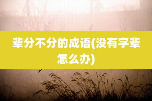 辈分不分的成语(没有字辈怎么办)