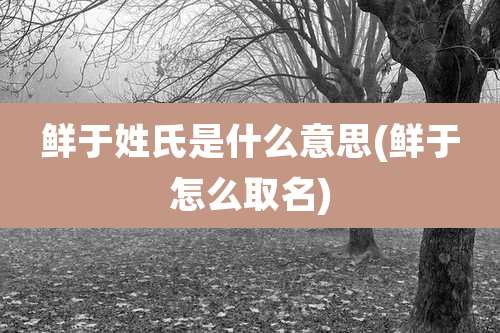 鲜于姓氏是什么意思(鲜于怎么取名)