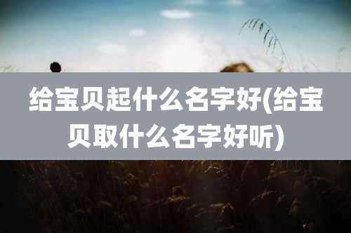 给宝贝起什么名字好(给宝贝取什么名字好听)