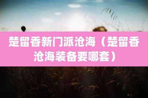 楚留香新门派沧海(楚留香沧海装备要哪套)