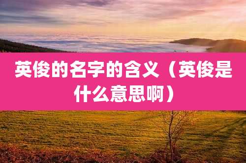 英俊的名字的含义(英俊是什么意思啊)