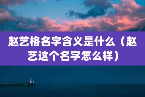 赵艺格名字含义是什么(赵艺这个名字怎么样)