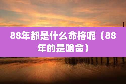 88年都是什么命格呢(88年的是啥命)