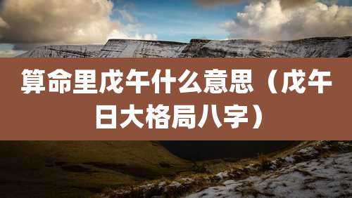 算命里戊午什么意思(戊午日大格局八字)