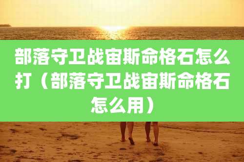 部落守卫战宙斯命格石怎么打(部落守卫战宙斯命格石怎么用)