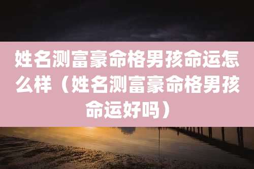 姓名测富豪命格男孩命运怎么样(姓名测富豪命格男孩命运好吗)