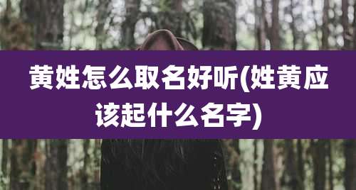 黄姓怎么取名好听(姓黄应该起什么名字)