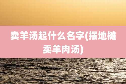 卖羊汤起什么名字(摆地摊卖羊肉汤)