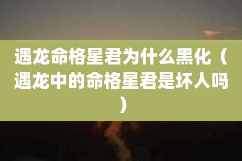 遇龙命格星君为什么黑化(遇龙中的命格星君是坏人吗)