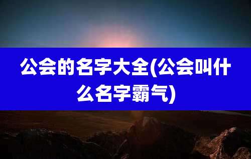 公会的名字大全(公会叫什么名字霸气)