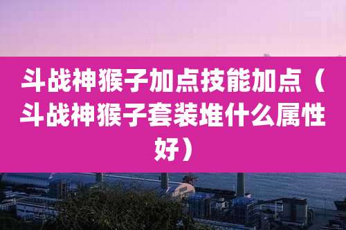 斗战神猴子加点技能加点(斗战神猴子套装堆什么属性好)