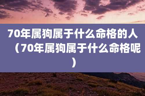 70年属狗属于什么命格的人(70年属狗属于什么命格呢)