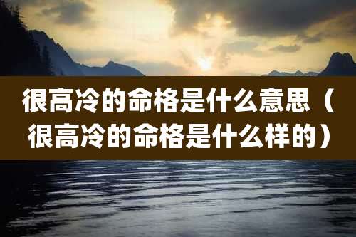 很高冷的命格是什么意思(很高冷的命格是什么样的)