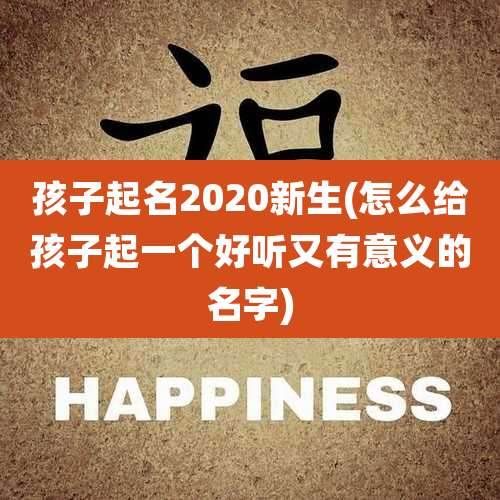 孩子起名2020新生(怎么给孩子起一个好听又有意义的名字)