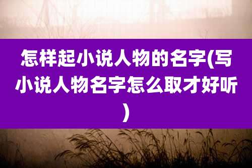 怎样起小说人物的名字(写小说人物名字怎么取才好听)