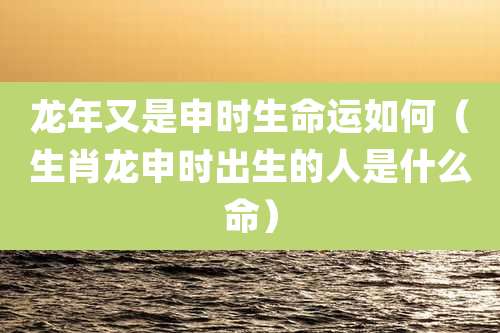 龙年又是申时生命运如何(生肖龙申时出生的人是什么命)