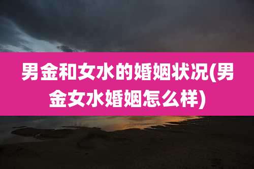 男金和女水的婚姻状况(男金女水婚姻怎么样)