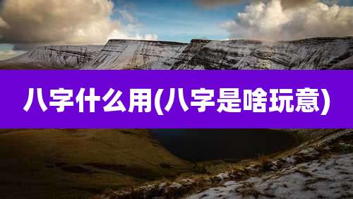 八字什么用(八字是啥玩意)