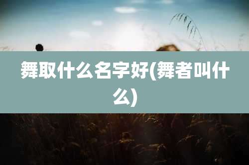 舞取什么名字好(舞者叫什么)