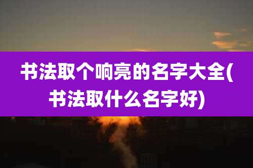 书法取个响亮的名字大全(书法取什么名字好)