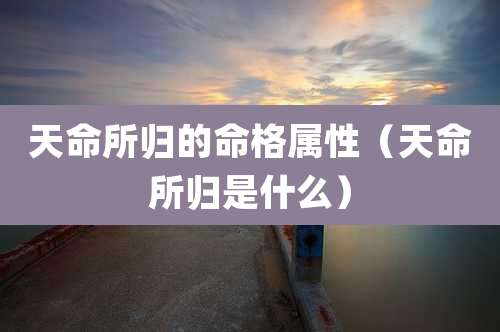 天命所归的命格属性(天命所归是什么)