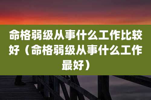命格弱级从事什么工作比较好(命格弱级从事什么工作最好)