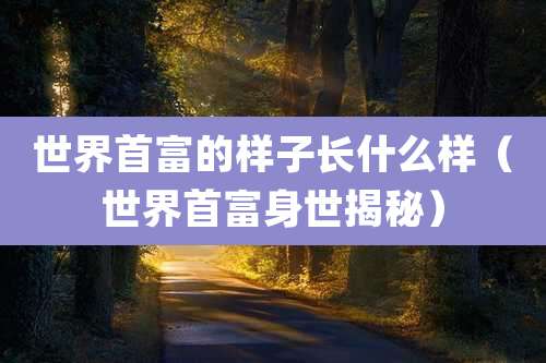 世界首富的样子长什么样(世界首富身世揭秘)