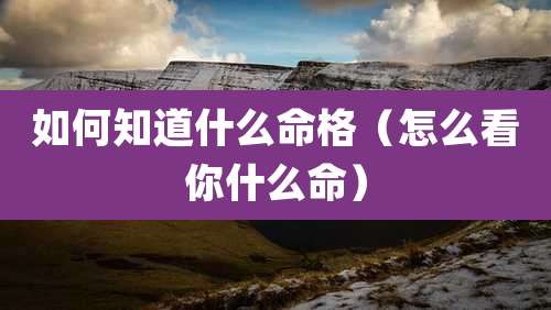 如何知道什么命格(怎么看你什么命)