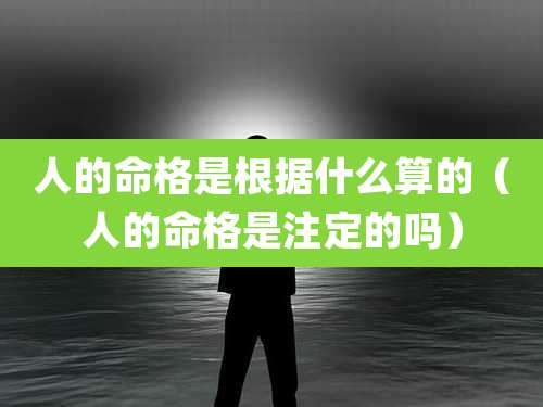 人的命格是根据什么算的(人的命格是注定的吗)