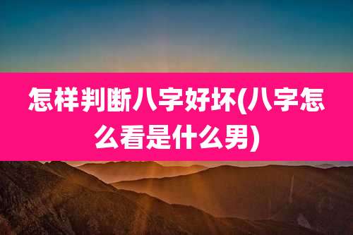 怎样判断八字好坏(八字怎么看是什么男)