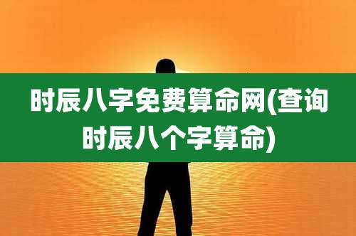 时辰八字免费算命网(查询时辰八个字算命)