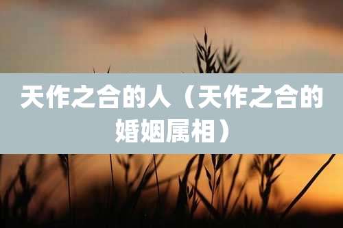 天作之合的人(天作之合的婚姻属相)