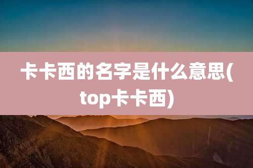 卡卡西的名字是什么意思(top卡卡西)