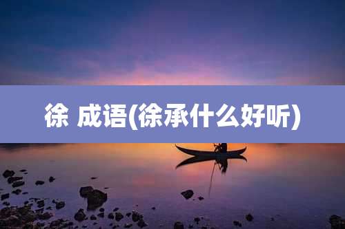 徐 成语(徐承什么好听)