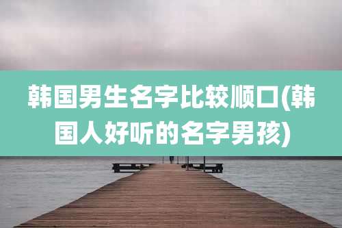 韩国男生名字比较顺口(韩国人好听的名字男孩)
