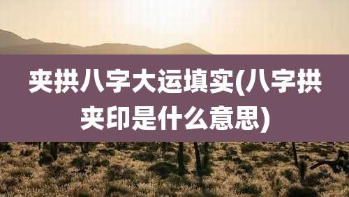 夹拱八字大运填实(八字拱夹印是什么意思)