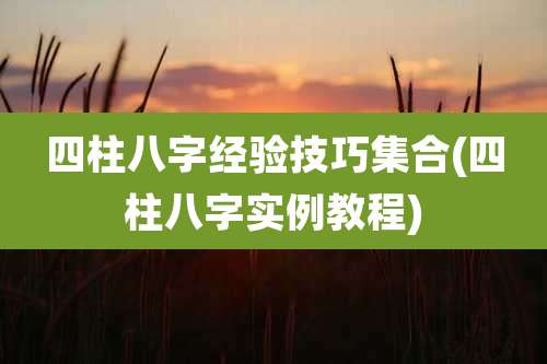 四柱八字经验技巧集合(四柱八字实例教程)