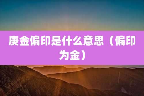 庚金偏印是什么意思(偏印为金)