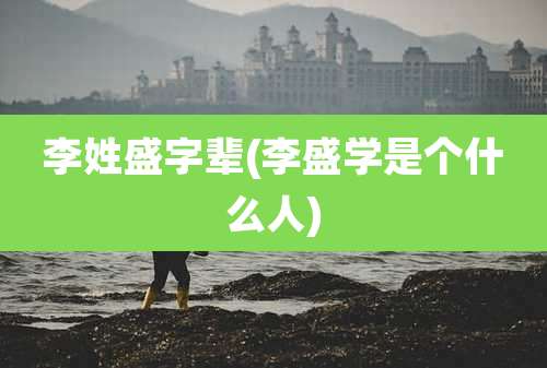 李姓盛字辈(李盛学是个什么人)