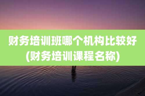 财务培训班哪个机构比较好(财务培训课程名称)