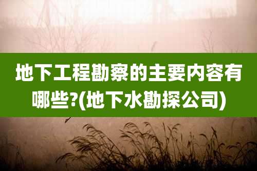 地下工程勘察的主要内容有哪些?(地下水勘探公司)