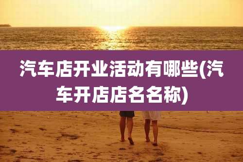 汽车店开业活动有哪些(汽车开店店名名称)