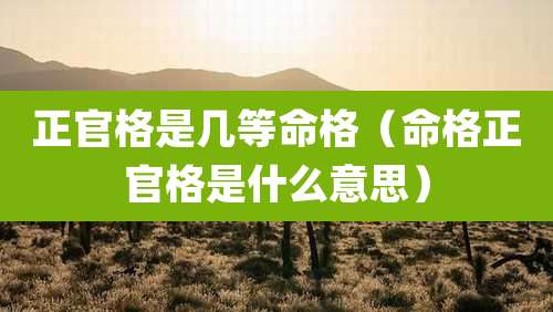 正官格是几等命格（命格正官格是什么意思）