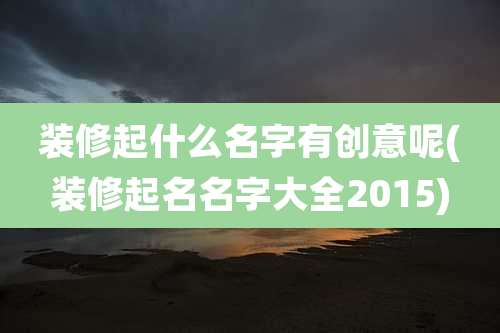 装修起什么名字有创意呢(装修起名名字大全2015)